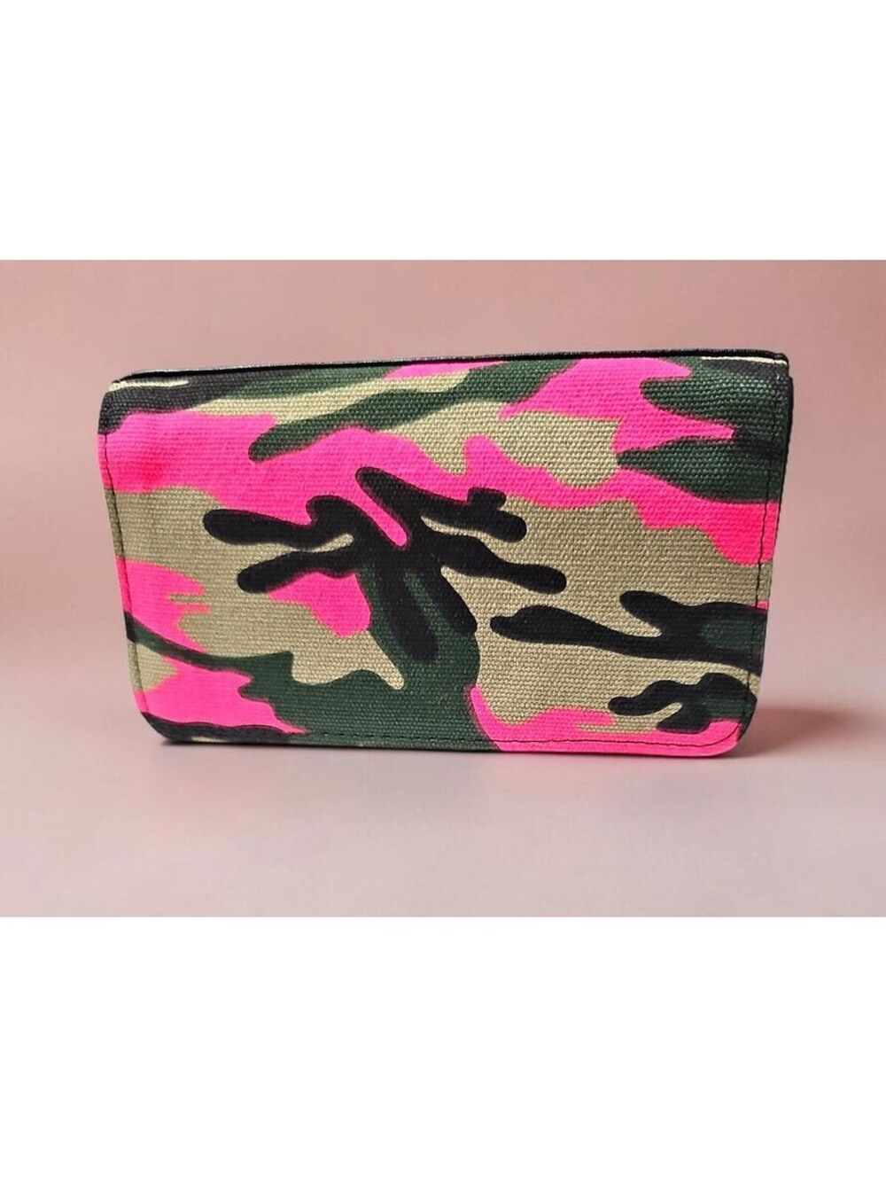 Pink & Black Camo Wallet – One Size – Multi‑Card Slots & Zip Pocket – New